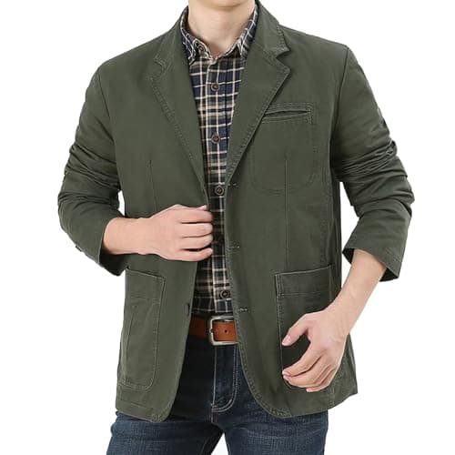 Image of UIKIFY Tweed Jacket for Men UK, Regular Fit Men's Sporty Wool Tweed British Blazer Modern Suit Jacket Tailored Fit Wedding Business Office Suits Army Green XL