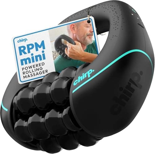 Image of Chirp RPM Mini - Rolling Percussive Massager, Percussive Therapy, Whole Body Relief, Deep Tissue and Muscle Recovery, Percussion Massage, Rechargeable, Hands-Free Base, Powerful, 3-Speed Spin