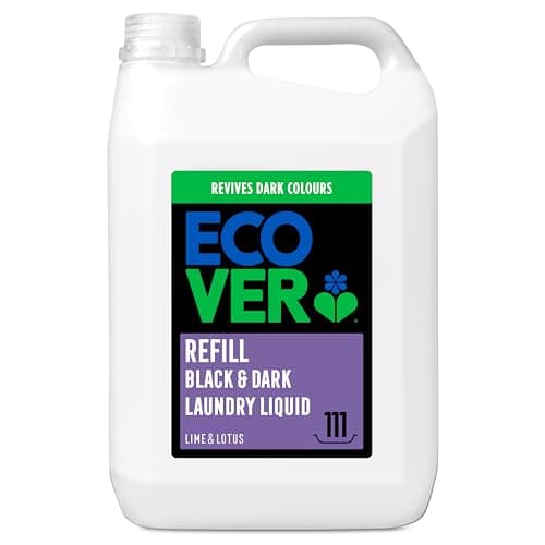 Image of Ecover Delicate Bio Laundry Detergent Refill, Black and Dark Laundry Washing Liquid, Fresh Lime & Lotus, 111 Washes, 5L