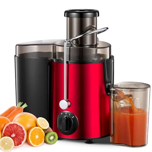 Image of Juicer Machines, FOHERE Juicer Whole Fruit and Vegetables with 3-Speed Setting, Upgraded Version Max Power 800W Motor Quick Juicing (Red)