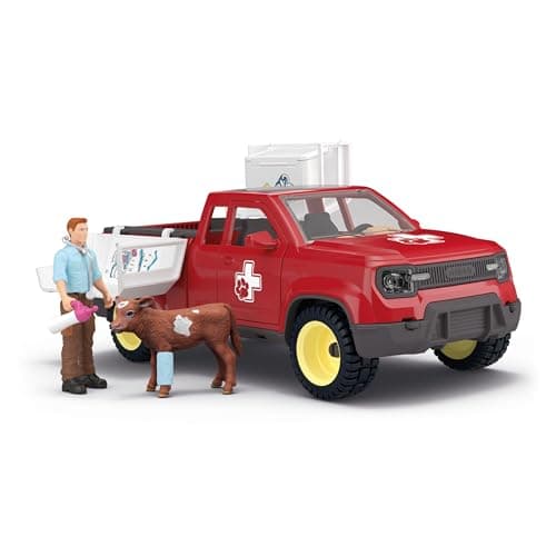 Image of SCHLEICH Farm World - 29 PC Veterinarian, Truck and Cow Figurine with Accessories Playset - Farm Animal Toys for Boys and Girls - Vet Animal Hospital Play Set for Toddlers and Kids Ages 3+ | 42727