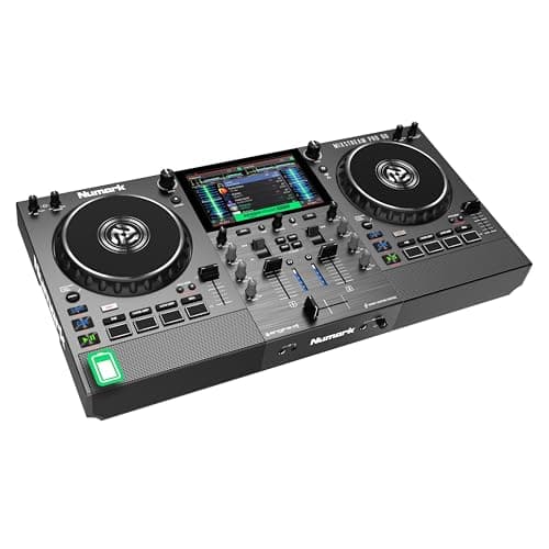 Image of Numark Mixstream Pro Go Portable DJ Controller with Battery, Mixer with Stem Separation, Speakers, WiFi Streaming, Touchscreen, works with Serato DJ