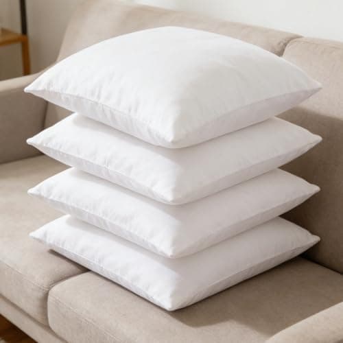 Image of Traziewell Cushion Covers 45 x 45 set of 4 White Square Throw Pillow Case Cushions Covers 18x18 4Pack for Living Room Sofa Car Couch Home Decor 2104