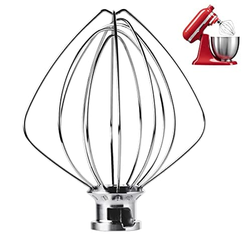 Image of Stainless Steel 6-Wire Whip Attachment for KitchenAid 4.5 and 5 Quart Tilt-Head Stand Mixer, K45WW Whisk Attachment, Balloon Whisk, Heavy Duty, Dishwasher Safe