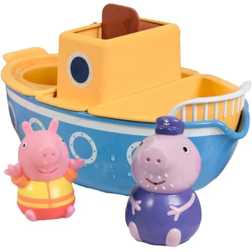 Image of Toomies E73414 Grandpa Pigs Splash & Pour Boat - 4 Pc Bath Time Peppa Removable Water Sprinklers & Spinning Paddle Wheelhouse Kids, 18 Months Or Above, Multicolor
