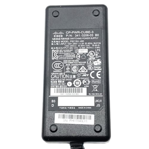 Image of Cisco PSC18U-480 48V AC Power Adapter 341-0206-02, Switching Power Supply for CISCO SYSTEMS, 5.5 * 2.5 UK Power Cable