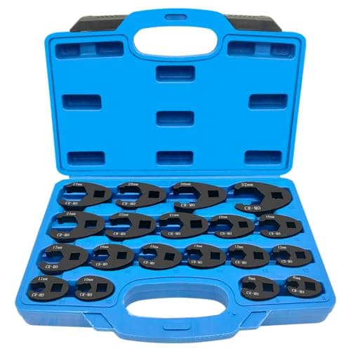 Image of ZKTOOL 19PC Crowfoot Flare Nut Wrench Set, 3/8” and 1/2” Drive Metric Tool 8 to 32 mm Sizes,Flare Nut Wrench Set for 3/8in and 1/2in Drive Ratchet.