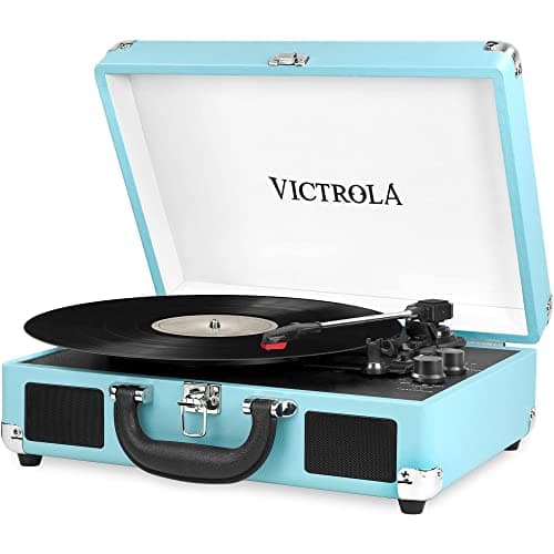 Image of Victrola Journey Portable Record Player – Suitcase 5.0 Bluetooth turntable with 3-Speeds, Built-in Stereo Speakers, 3.5mm Aux-in Jack, Turquoise (VSC-550BT)