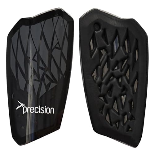 Image of Precision Pro Fusion Flex Shin Guards, Lightweight Football Protection with TPU Shell, EVA Foam Cushioning, Elasticated Sleeves Pads, Black, Small