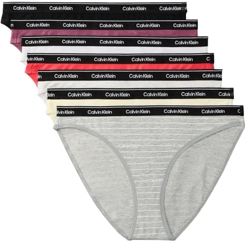 Image of Calvin Klein Women BIKINI 7PK RED (Blck/PrSrbt/ICNLGSTRP GRYHTHR/SnwHt) L