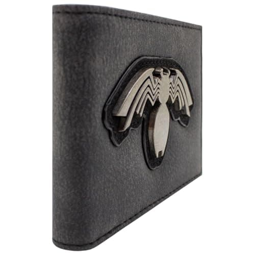 Image of Venom Carnage Comic Spider Motif Metallic Emblem Wallet Bi-Fold ID & Card Holder, Grey