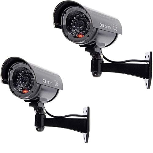 Image of BW 2pcs 1100B Outdoor Indoor Fake Dummy Imitation CCTV Security Camera with Blinking Flashing Light Bullet Shape Black