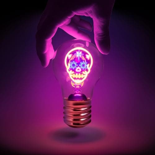 Image of Suck UK Skull Lamp | Gothic Home Decor | Skull Light Bulb | Gothic Decor | Calavera Cordless Lightbulb | Day of the Dead | Halloween Accessories | USB Rechargeable Battery | LED Neon Light Bulbs