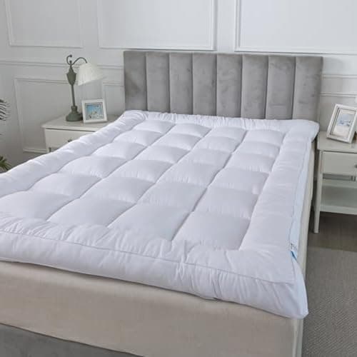 Image of Rayman King Size Mattress Topper – 10cm Extra Deep Thick Quilted Bed Topper | Ultra Soft & Supportive, Breathable Hypoallergenic Filling with Elasticated Straps | Hotel Quality UK - 150 x 200 CM