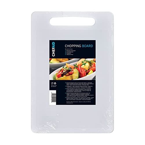 Image of Chef Aid White Poly Chopping Board, Multipurpose Anti-Slip Surface, Easy Clean and Dishwasher Safe with Handle, 35 x 24cm, Other Colour Options Available.