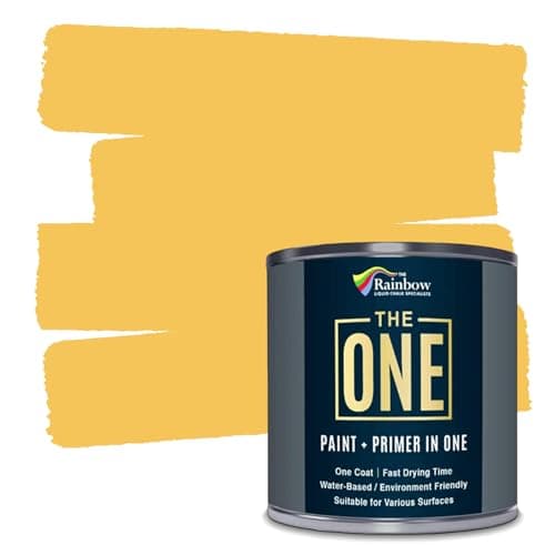 Image of THE ONE All-In-One Paint & Primer - Yellow Satin, 250 ml | Multi-Surface 1 Coat Formula | Easy Indoor & Outdoor Decorating for Home & Garden Walls, Floors & Furniture | Durable, Water-Based & Low VOC