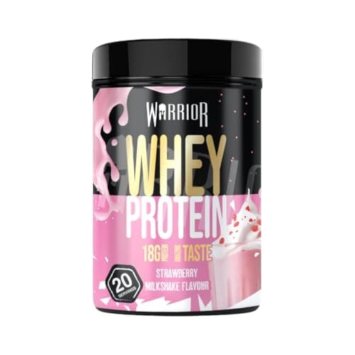 Image of Warrior Whey Protein Powder 500g, 20 Servings – High Protein Shake Supplement for Muscle Growth, Recovery & Weight Loss – Low Sugar, Low Carb, Gluten Free Meal Replacement Shake – Strawberry Milkshake