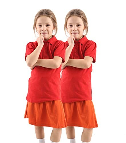 Image of WOOD QUAIL 2 Pack Girls’ Polo Shirts – School Uniform Tops for Kids (Short or Long Sleeve, Ages 4–12) (8-9 Years, 2X Girls H/S Red)