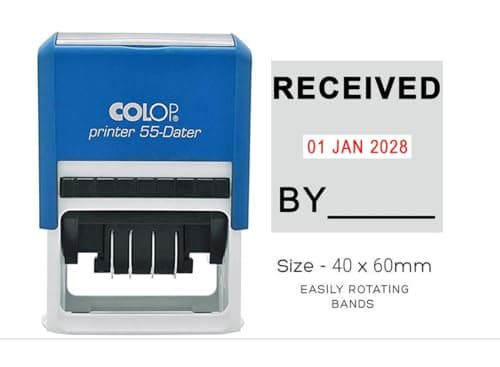 Image of Stampcrafters Colop Printer 55 Received by. Phrase with Date Self Inking Rubber Dater Stamp Business Custom Stamp Office Stationery