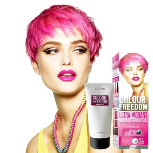 Image of Knight & Wilson Colour-Freedom 150ml Pink Pizazz Semi-Permanent Hair Colour - Ultra-Vibrant Vegan Friendly Colour Mask with Shine Booster Complex - Ammonia Free Colour Lasts Up To 6-10 Washes