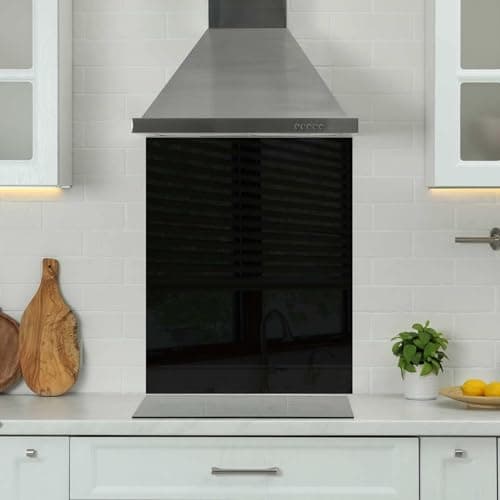 Image of Premium 65 x 70cm Black Glass 6mm Glass Toughened Kitchen Splashback