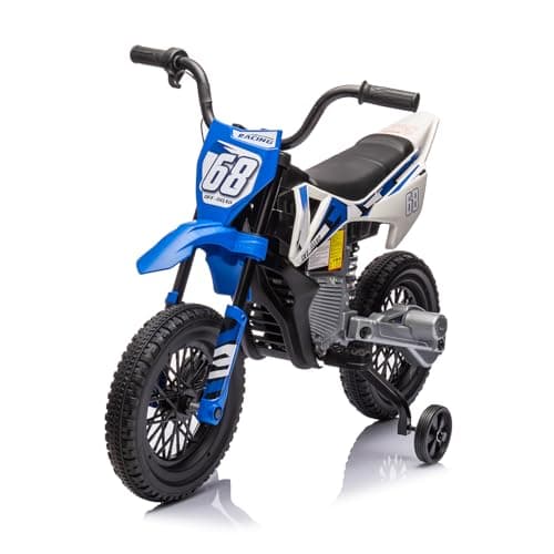 Image of Kids Electric Ride On Bike, 12V Children’s Motorcycle Motorbike, Ebike Scooter with Lights & Music, Dual 390 Motors, 4.5AH Battery, Stable Training Wheels, Outdoor Ride On Toy for Boys Girls, Blue
