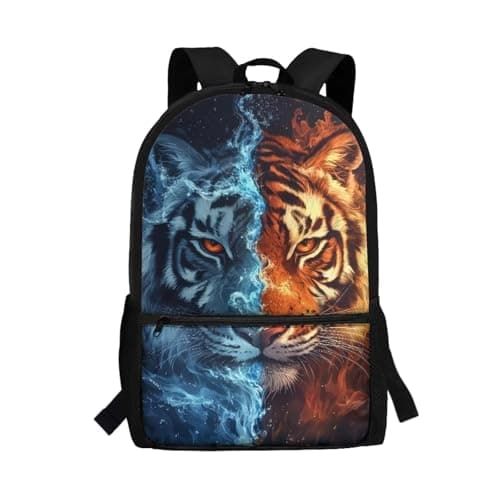 Image of Dngkaoje Animals tiger Backpack Schoolbag for Teen Boy Girls Lightweight Flame Water Tiger Bookbag Big Capacity Day Pack animals Print High School Casual Daypack Middle School Backpack