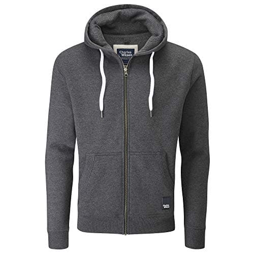 Image of Charles Wilson Men's Full Zip Midweight Hoody (Small, Charcoal Melange (1019))