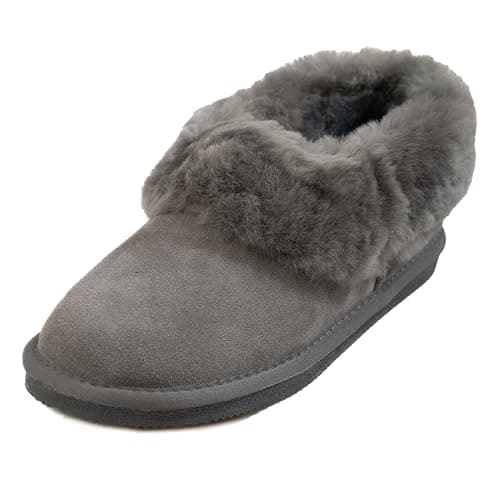 Image of Deluxe Ladies 'Beccy' Rounded Sheepskin Slipper Boot (7, Grey)