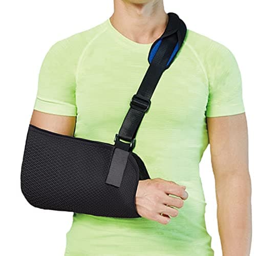 Image of Fasola Universal Arm Sling, Shoulder Immobilizer with a Foam Neck Pad for Women, Men, Teenager, Adjustable Arm Support Strap for Broken Wrist, Elbow, Dislocated Shoulder - M