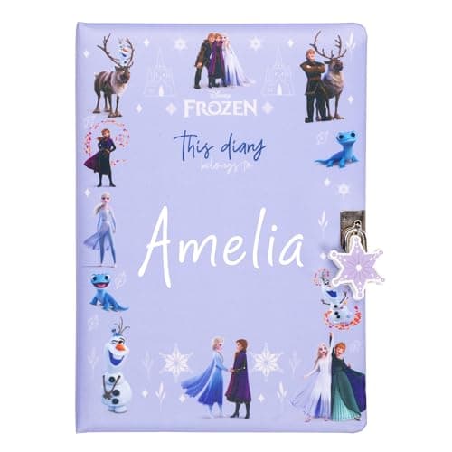 Image of Disney Frozen Personalised Secret Diary for Girls - Anna & Elsa Journal with Padlock Notebook for Girls Custom Gift for Girls - Purple