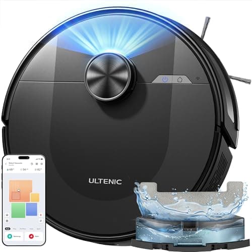Image of Ultenic Robot Vacuum Cleaner with Mop 8000Pa/200Mins, Precision LiDAR Navigation, 3 in 1 Sweep & Mop Robot,5 Maps, No-go Zone, App Control for All Floor, Carpet & Pet Hair