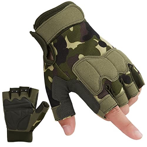 Image of FIORETTO Mens Breathable Padded Fingerless Motorcycle Gloves Half Finger Gloves for Cycling Hiking Climbing Outdoor Sports