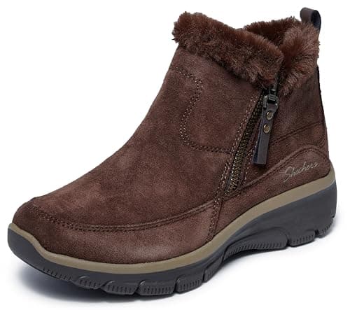 Image of Skechers Women's Easy Going Cool Zip! Boots, Chocolate Suede, 6 UK