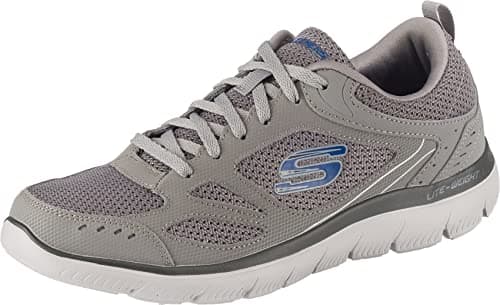 Image of Skechers Men's Summits South Rim Trainers, Gray Leather/Mesh/Trim, 10 UK