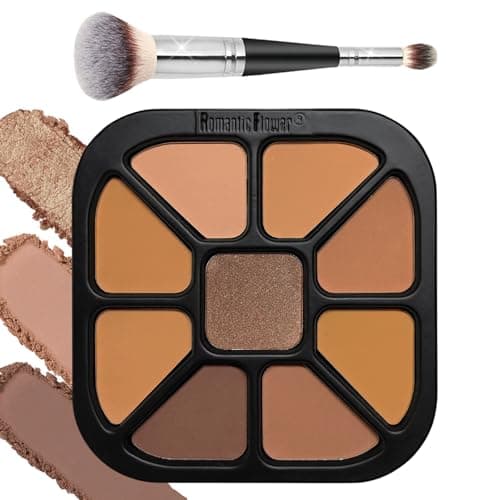 Image of JasCherry Contour Palette, 9 Color Contouring Highlight Powder with Double Head Brush, Makeup Gifts for Women