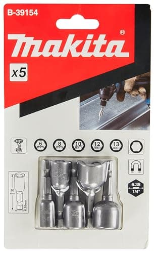 Image of Makita B-39154 Socket Spanner Set 1/4 Inch 5-Piece SW6 - SW13 Magnetic Socket Spanner 50 mm Long