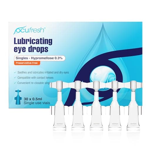Image of Ocufresh Hypromellose Eye Drops Preservative Free - Treat Itchy Eyes, Refresh, Dry Eyes, Relieve Tired and Sensitivity to Light, 0.5ML Single Dose [Pack of 30]