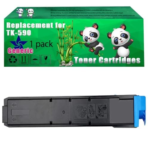 Image of Replacement TK-590 Toner Cartridges Compatible for Kyocera ECOSYS M 6026 cdn M 6026 cidn M 6526 cdn M 6526 cidn P 6026 cdn Printers, Up to 7000 Pages, Vivid Colors, Contains Chip (1 Pack Cyan)