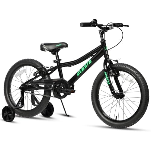 Image of AVASTA 18 inch Kids Bike for 5 6 7 8 Years Old Little Kids Boys Girls with Dual Handbrakes & Kickstand and Adjustable Seat,Black