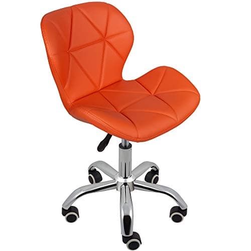 Image of Charles Jacobs Home Office Swivel Computer Desk Chair with a Height Adjustable Chrome base and Wheels - Orange PU