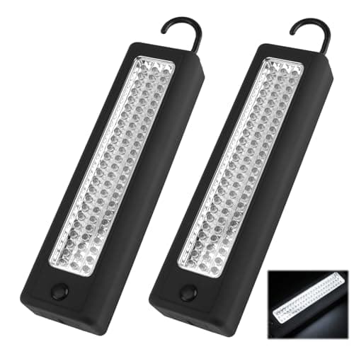 Image of 2Pcs 72 LED Ultra Bright Work Light, Magnetic Inspection Lights with Hanging Hook Portable Battery Powered DIY Work Light for Shed Camping Car Repair Household Attic Emergency Use