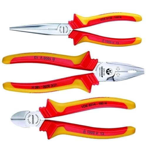 Image of Gedore VDE S 8003 H VDE Pliers Set with VDE Insulating Sleeves 3 pcs