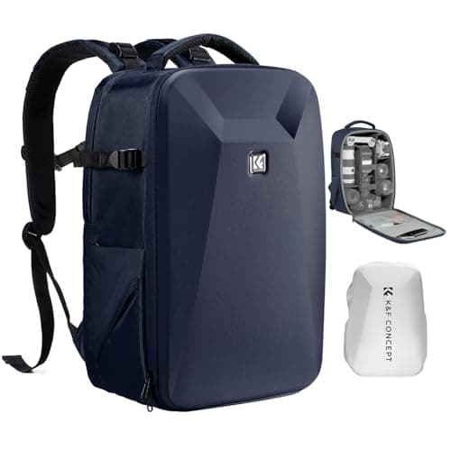 Image of K&F CONCEPT Camera Backpack,Hardshell DSLR Photography Camera Bag with 15-15.6 Inch Laptop Compartment Waterproof Camera Case Compatible for Canon/Nikon/Sony/DJI Mavic Drone (Deep Blue)