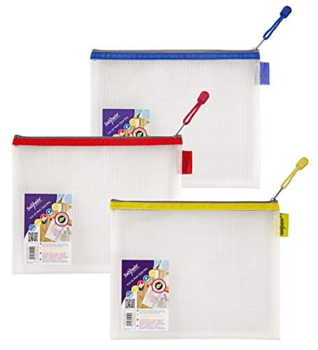 Image of Snopake A5 Heavy Duty EVA Mesh Zippa-Bag [Pack of 3] 255 x 205 mm - Transparent/Assorted [15818]