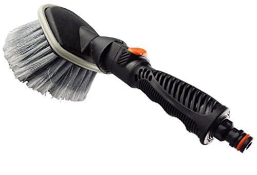 Image of Car Wheel Brush with Hose Connection and On/Off Valve - Super Soft, Round Head, Non-Slip Grip Handle