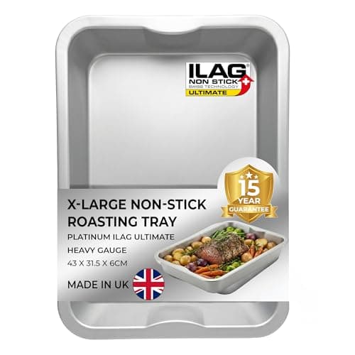 Image of Chabrias Ltd UK-Made Roasting Tray with ILAG Ultimate Non-Stick Coating - 43x32x6cm - Heavy Duty Carbon Steel Roasting Tin, Deep Oven Tray for Roast Chicken, Meat, Vegetables & Baking - X-Large17