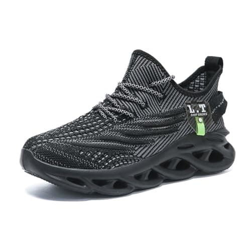 Image of VGPSFN Mens Trainers Running Walking Shoes Sport Outdoor Casual Tennis Gym Hiking Shoes Lightweight Comfortable Fitness Sneakers for Men Fashion Work Athletic Jogging Black UK 9.0