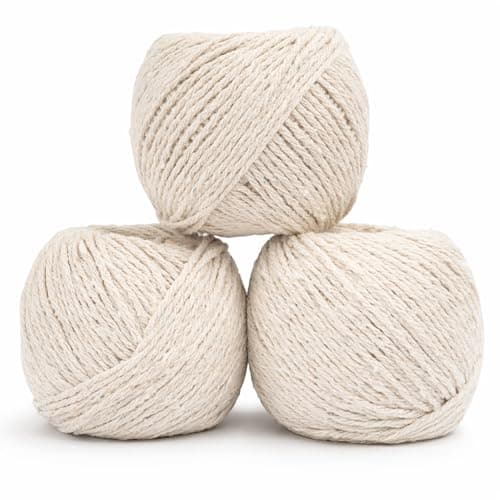 Image of Cotton String Ball, 3 Pack - 100% Cotton Roll Without Added Plastics, Wrapping, Arts and Crafts, Meat Tying, Baking, Garden, Handicrafts, Butcher Twine DIY 3X60M Approx Off-White