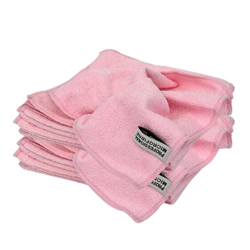 Image of Tek Automotive Pink 220GSM Microfibre Valeting Cloths 40x40cm – Pack of 10 Lint-Free Car Detailing Cloths for Interior, Glass & Trim